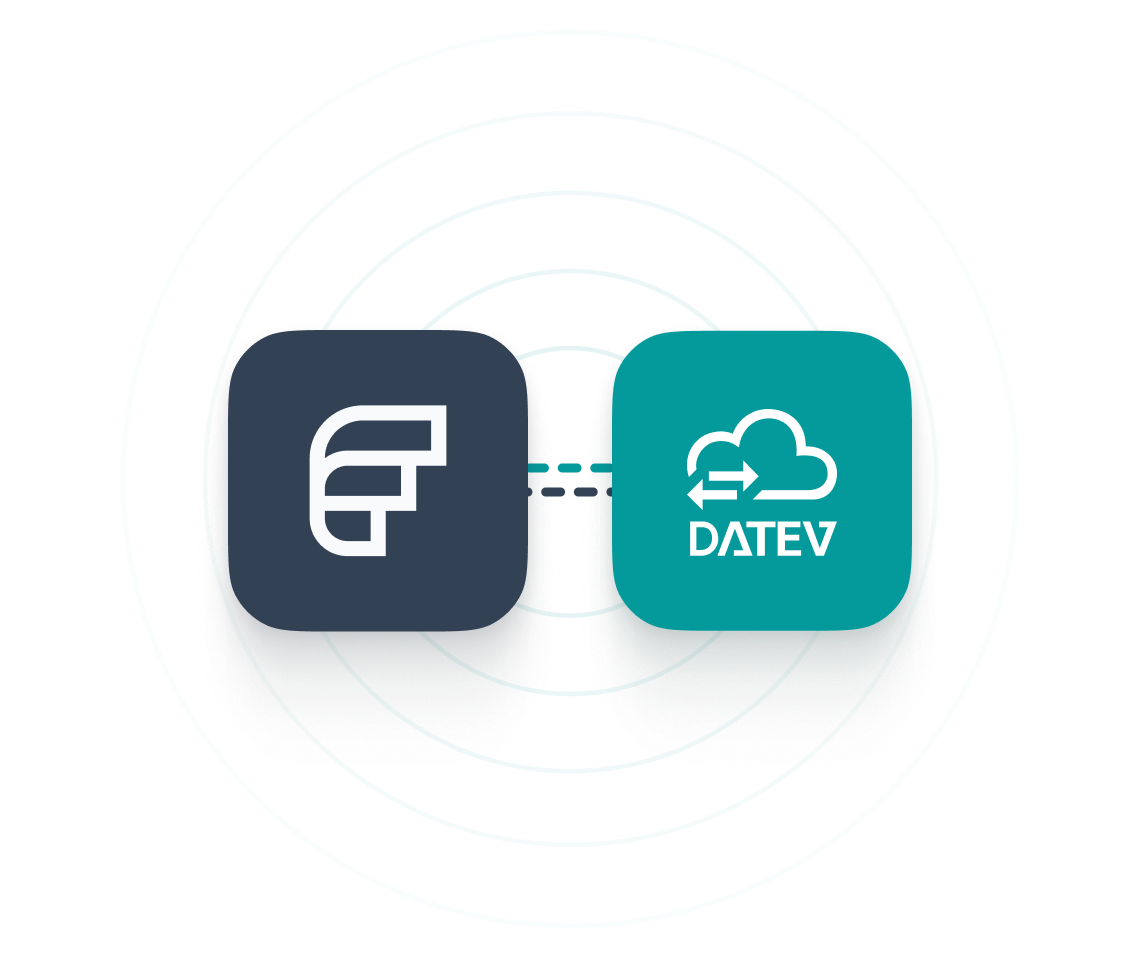 DATEV und Fastdocs Logo verbunden miteinander